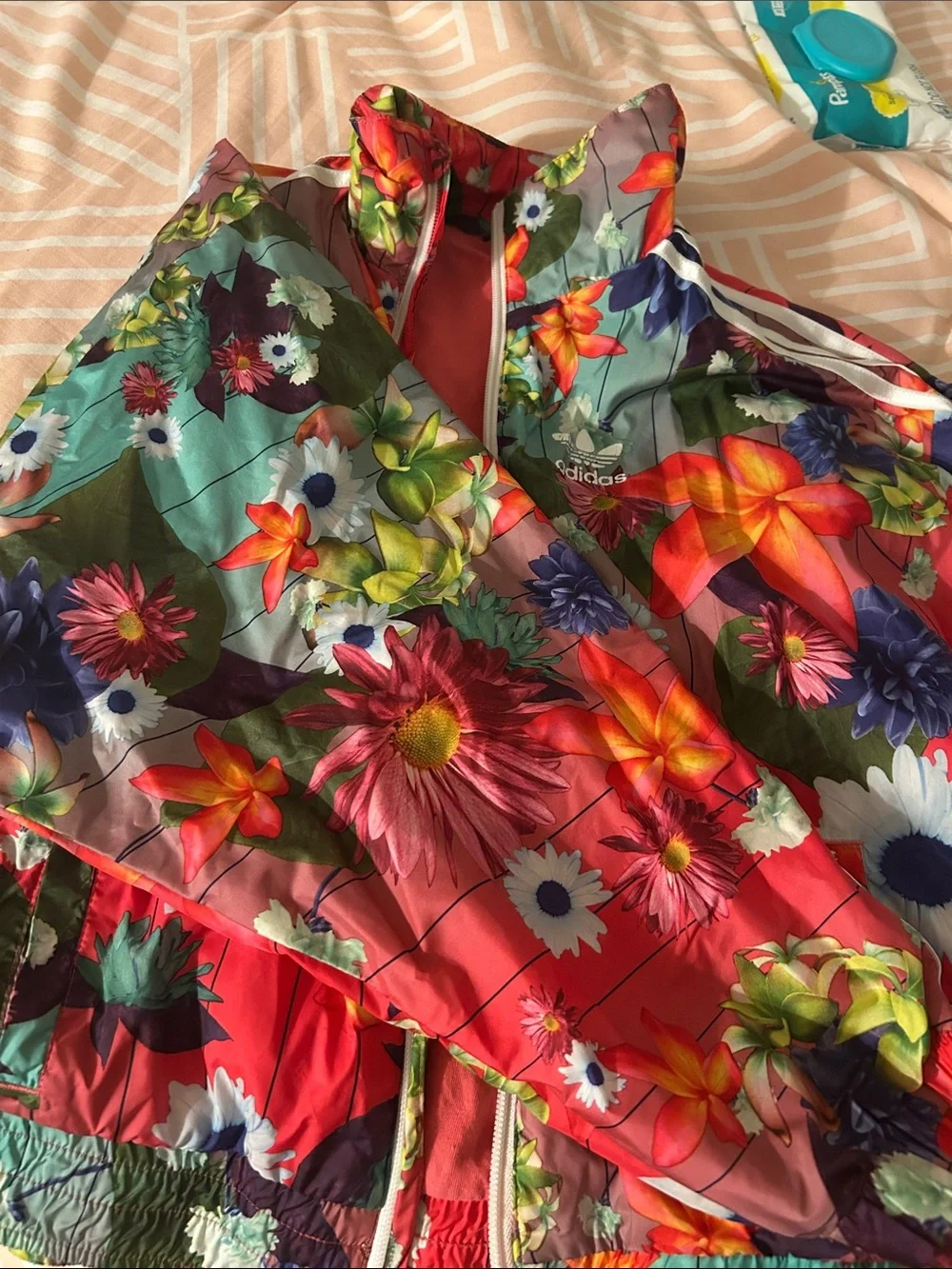 adidas Red Multi Floral Bomber Jacket